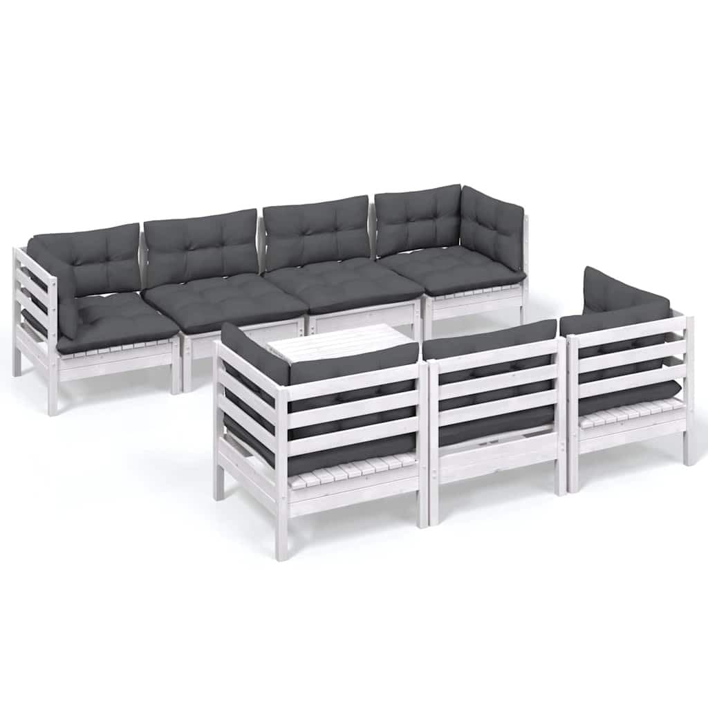8 Piece Modular Outdoor Garden Lounge Set with Cushions
