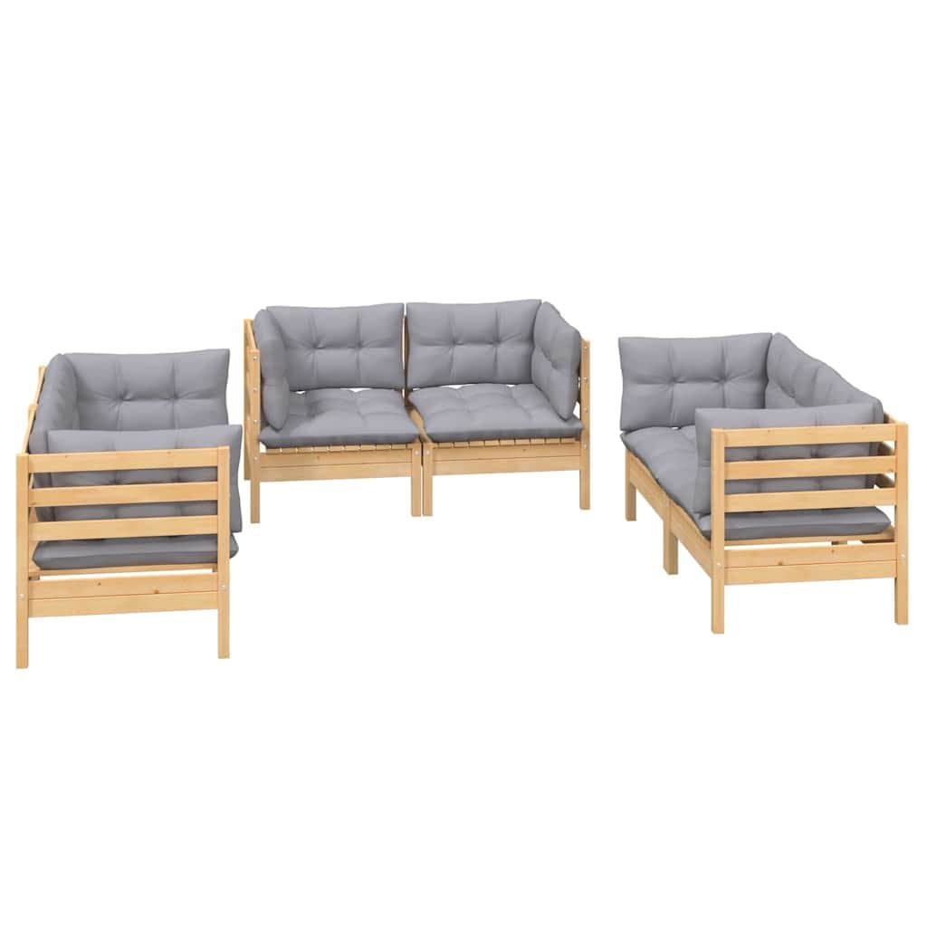 6 Piece Modular Garden Lounge Set with Grey Cushions