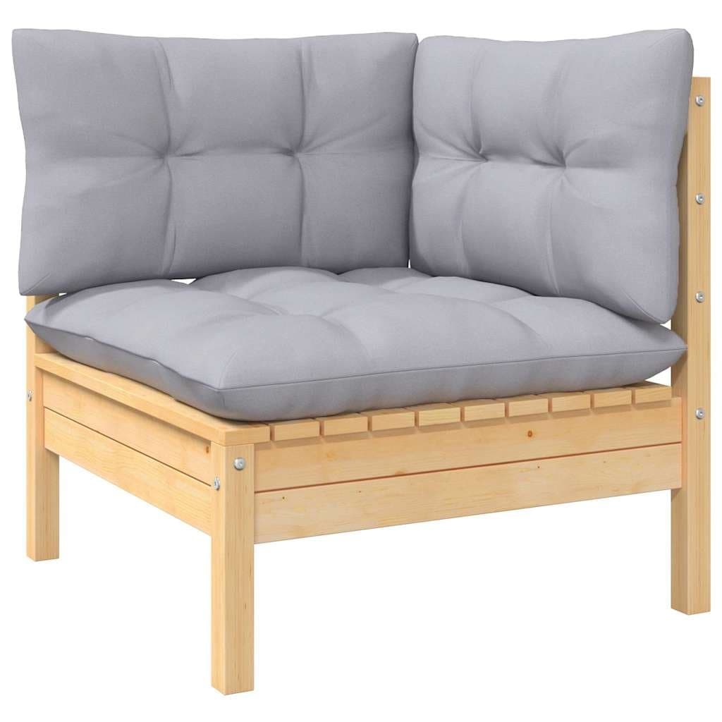 6 Piece Modular Garden Lounge Set with Grey Cushions