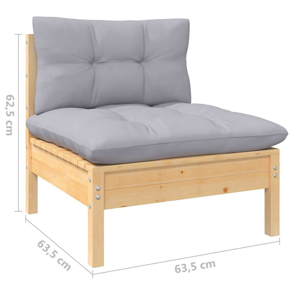 7-Piece Modular Garden Lounge Set with Grey Cushions