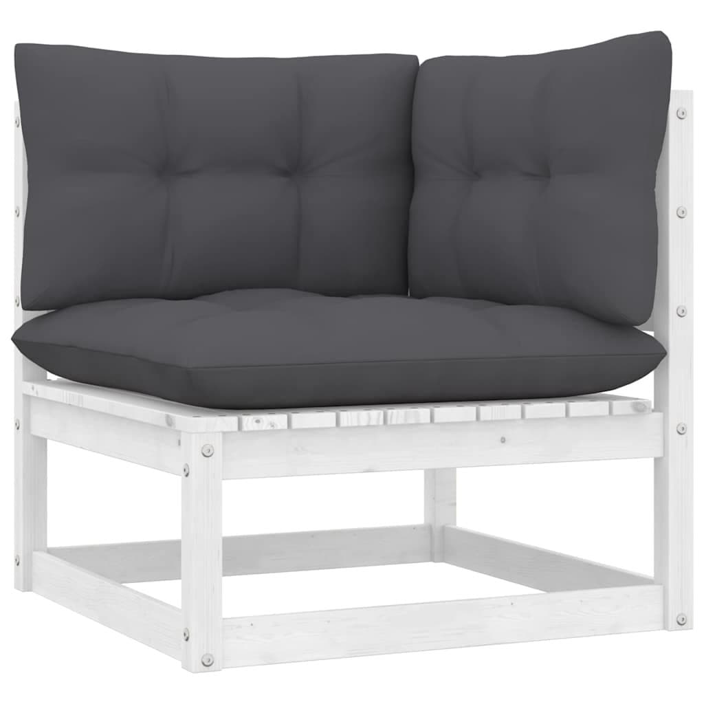 9 Piece White Pinewood Garden Lounge Set