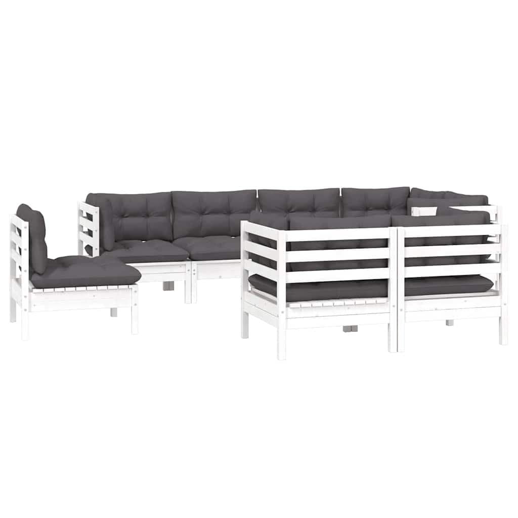 8-Piece Modular Garden Lounge Set with White Cushions