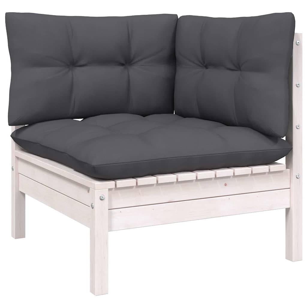 7 Piece White Modular Garden Lounge Set with Cushions