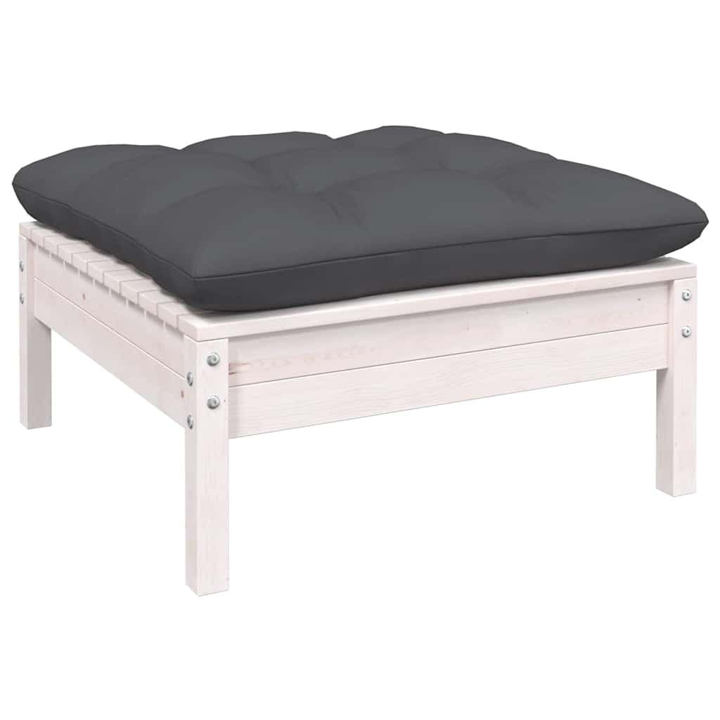 7 Piece White Modular Garden Lounge Set with Cushions