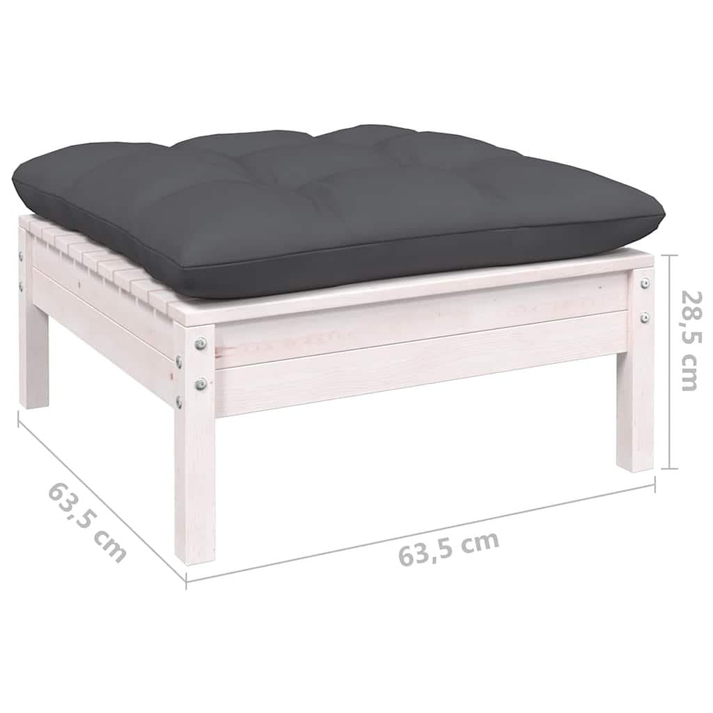 7 Piece White Modular Garden Lounge Set with Cushions