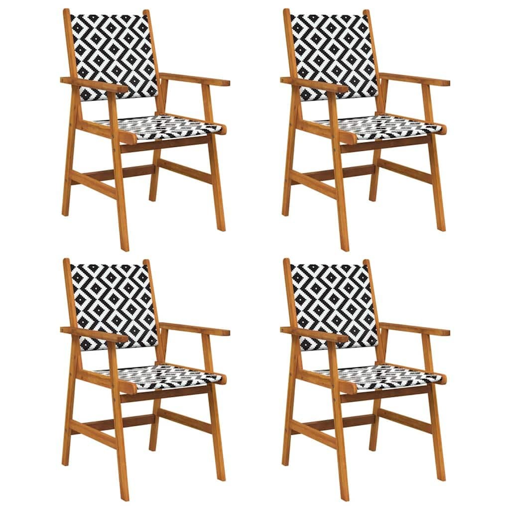 4-Piece Solid Acacia Wood Outdoor Chairs Set in Brown