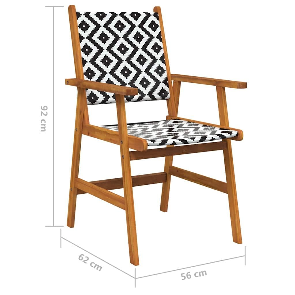 4-Piece Solid Acacia Wood Outdoor Chairs Set in Brown