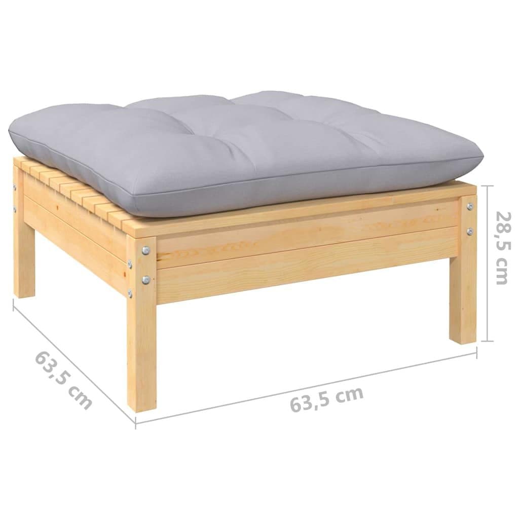 6 Piece Outdoor Patio Furniture Set with Grey Cushions