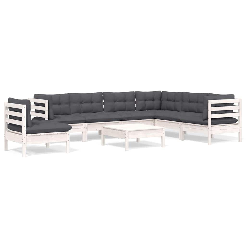 8-Piece White Garden Lounge Set for Outdoor Comfort