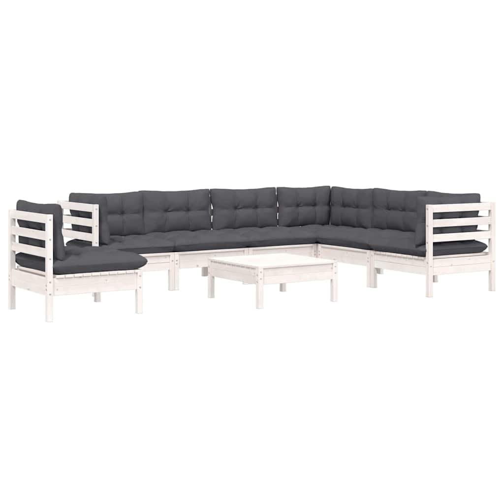 8-Piece White Garden Lounge Set for Outdoor Comfort