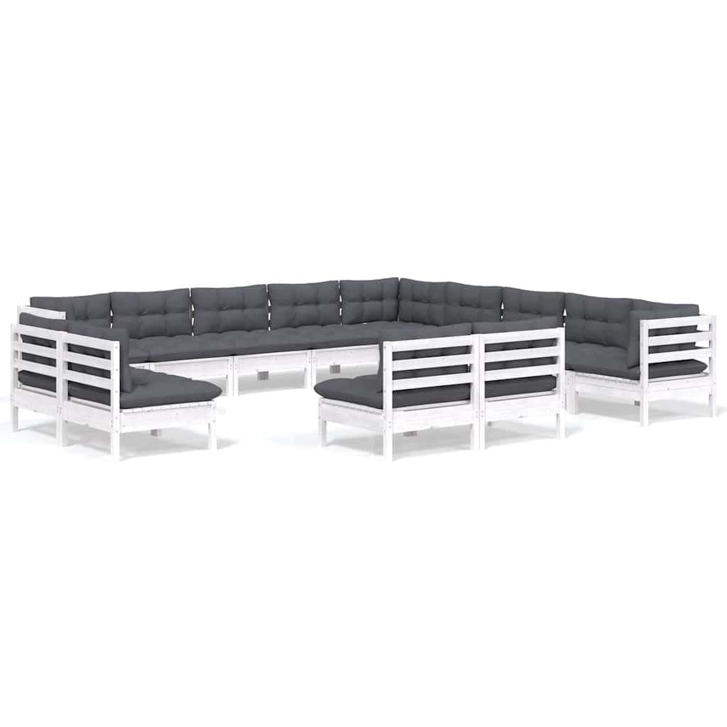 13-Piece White Outdoor Lounge Furniture Set