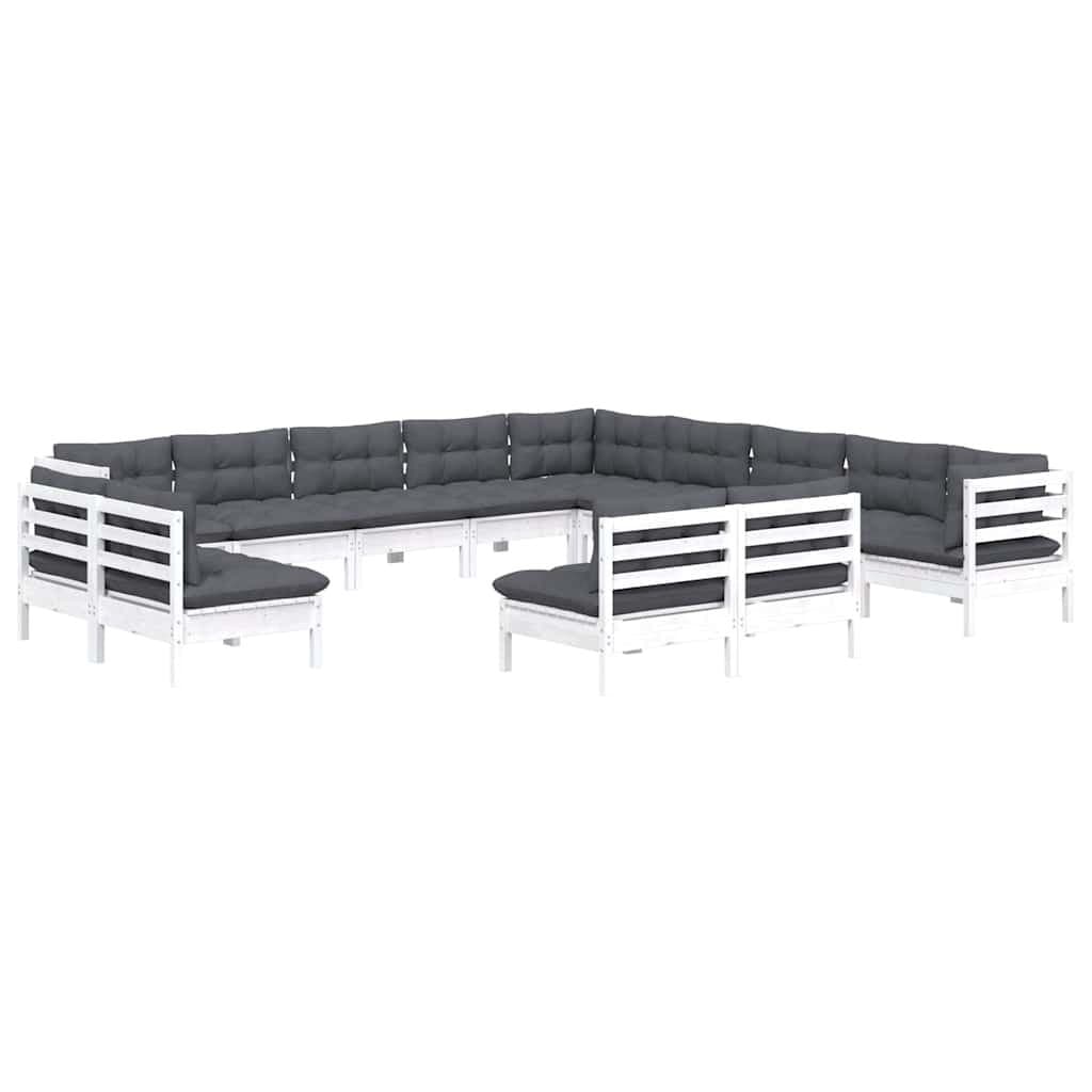13-Piece White Outdoor Lounge Furniture Set