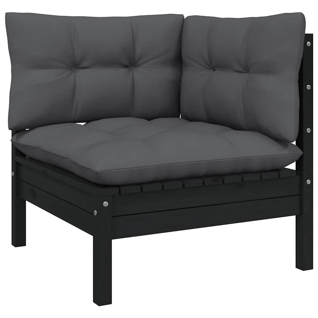 8-Piece Black Garden Lounge Set with Cushions