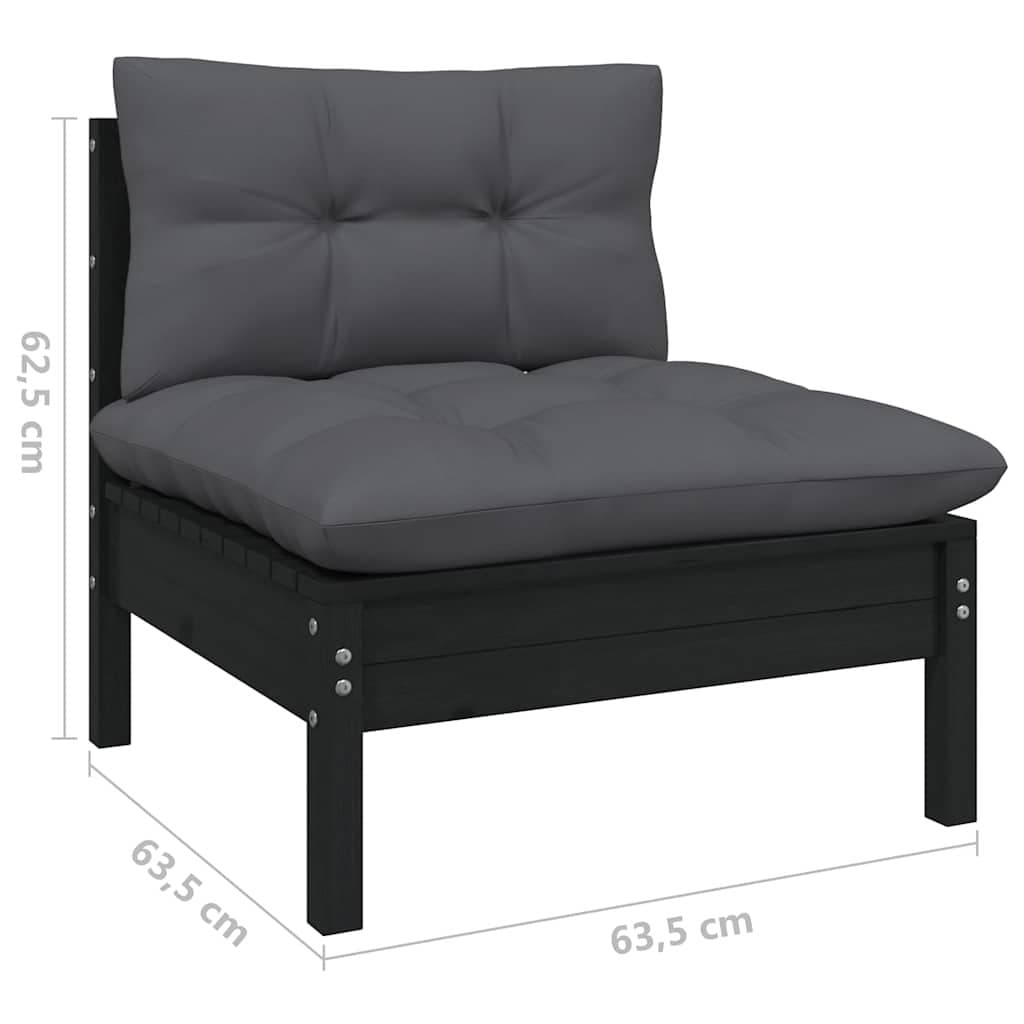 8-Piece Black Garden Lounge Set with Cushions