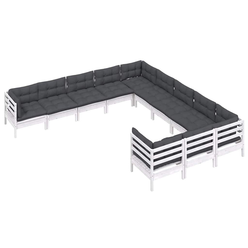 11 Piece Garden Lounge Set in White Pinewood