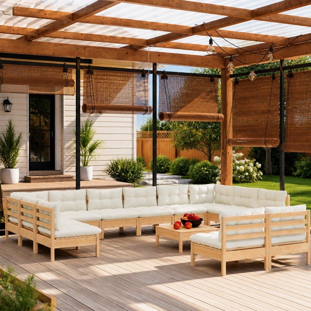 13-Piece Modular Garden Lounge Set in Cream