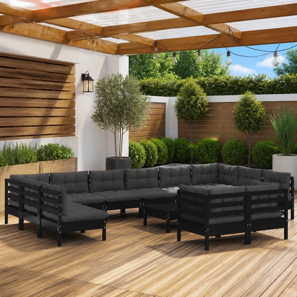 13 Piece Modular Black Patio Lounge Set