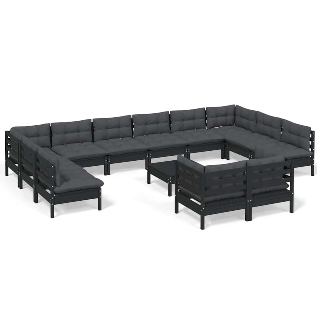13 Piece Modular Black Patio Lounge Set