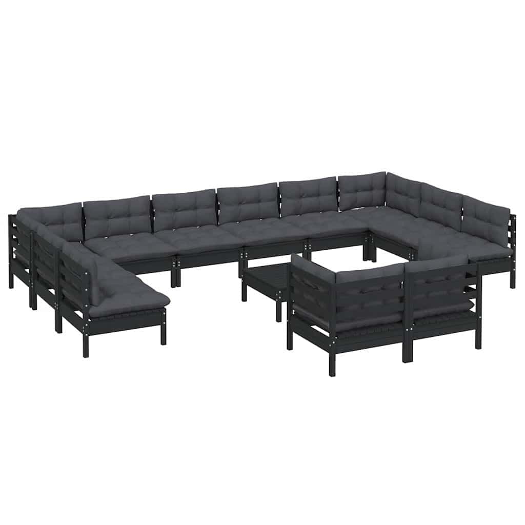 13 Piece Modular Black Patio Lounge Set