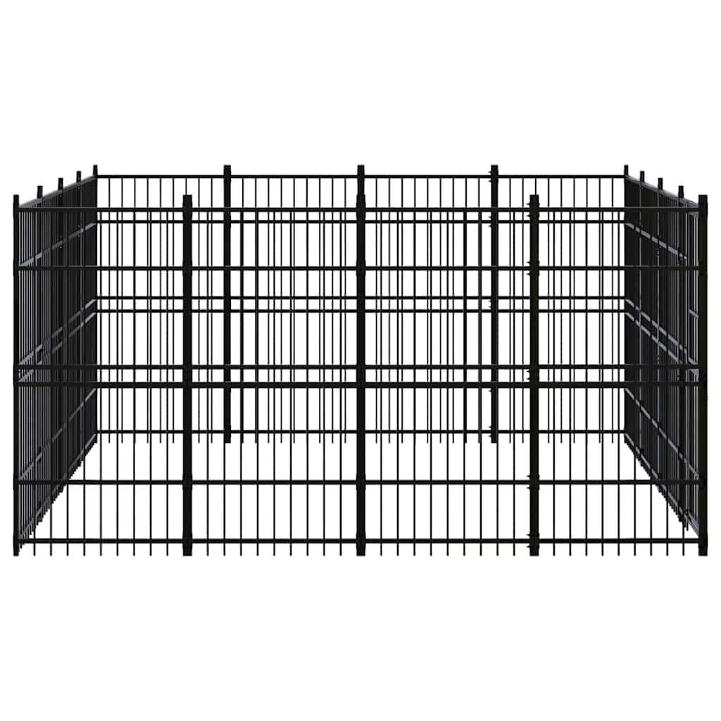 Dog Kennel Steel 14.75 m² Outdoor Run Exercise Enclosure Lockable Door Black
