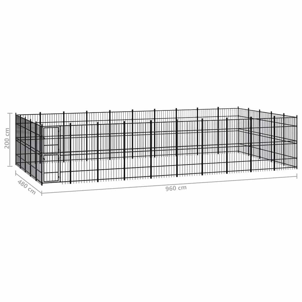 Large Outdoor Dog Kennel with Steel Exercise Enclosure