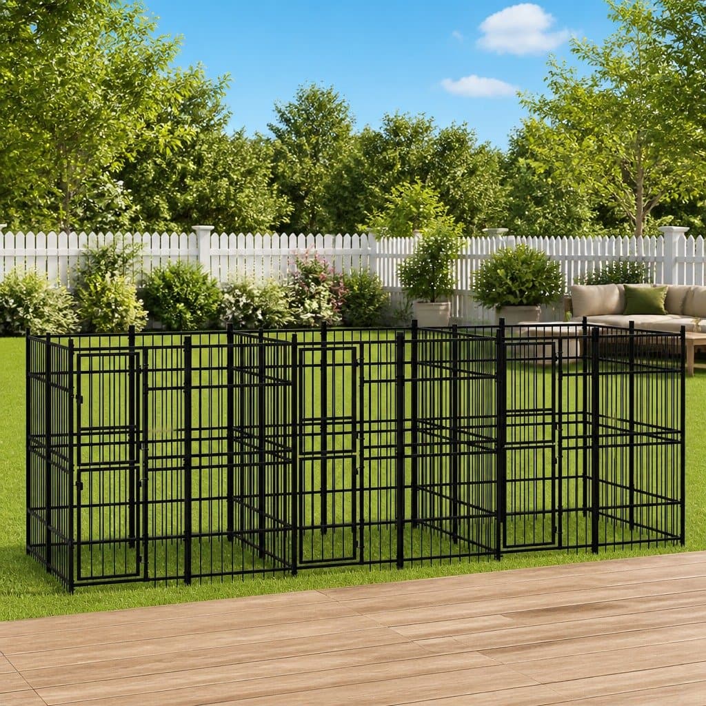 Outdoor Dog Kennel with Steel Construction