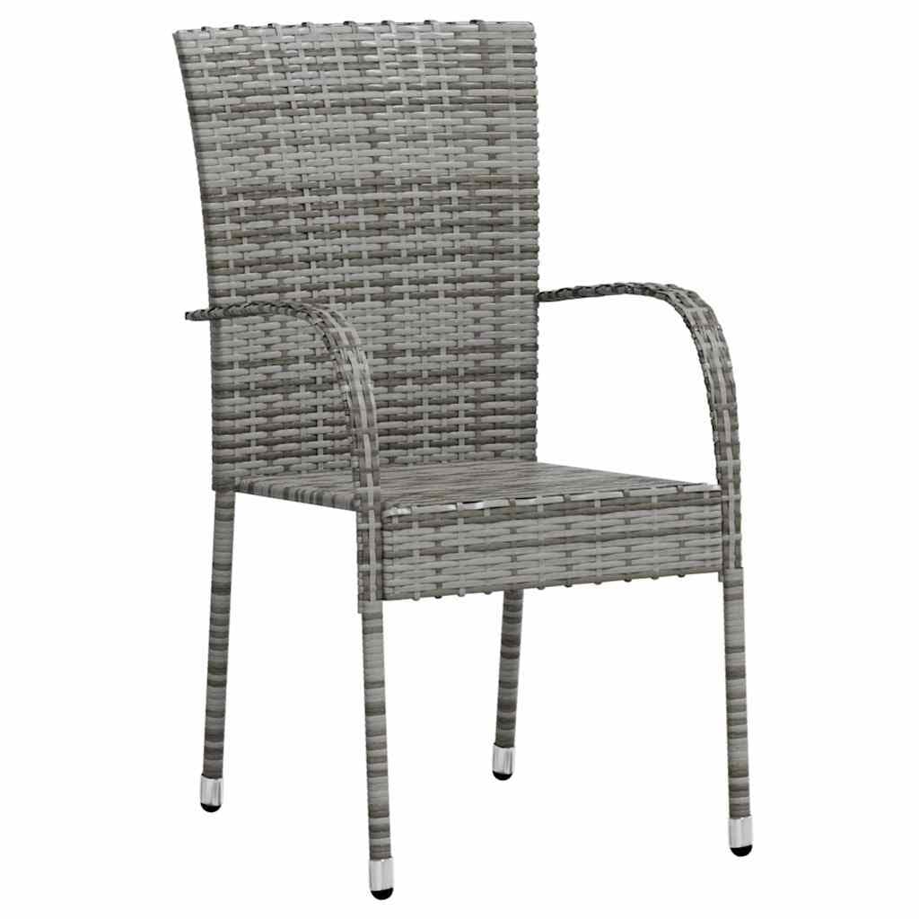 3 Piece Grey Poly Rattan Dining Set for Outdoors