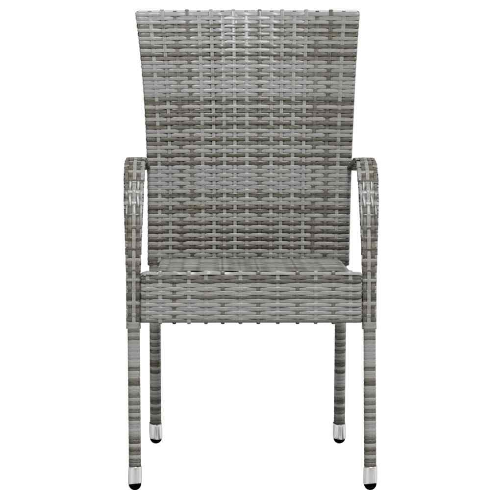 3 Piece Grey Poly Rattan Dining Set for Outdoors