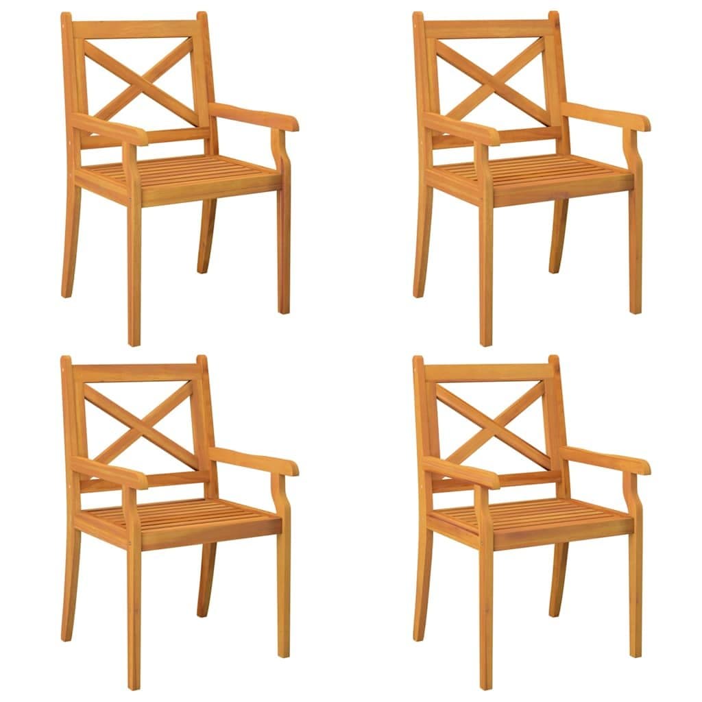 4-Piece Acacia Wood Outdoor Dining Chairs Set