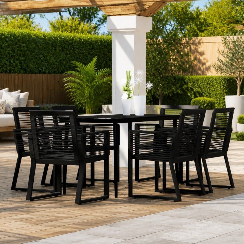 7-Piece Outdoor Garden Dining Set with Glass Table