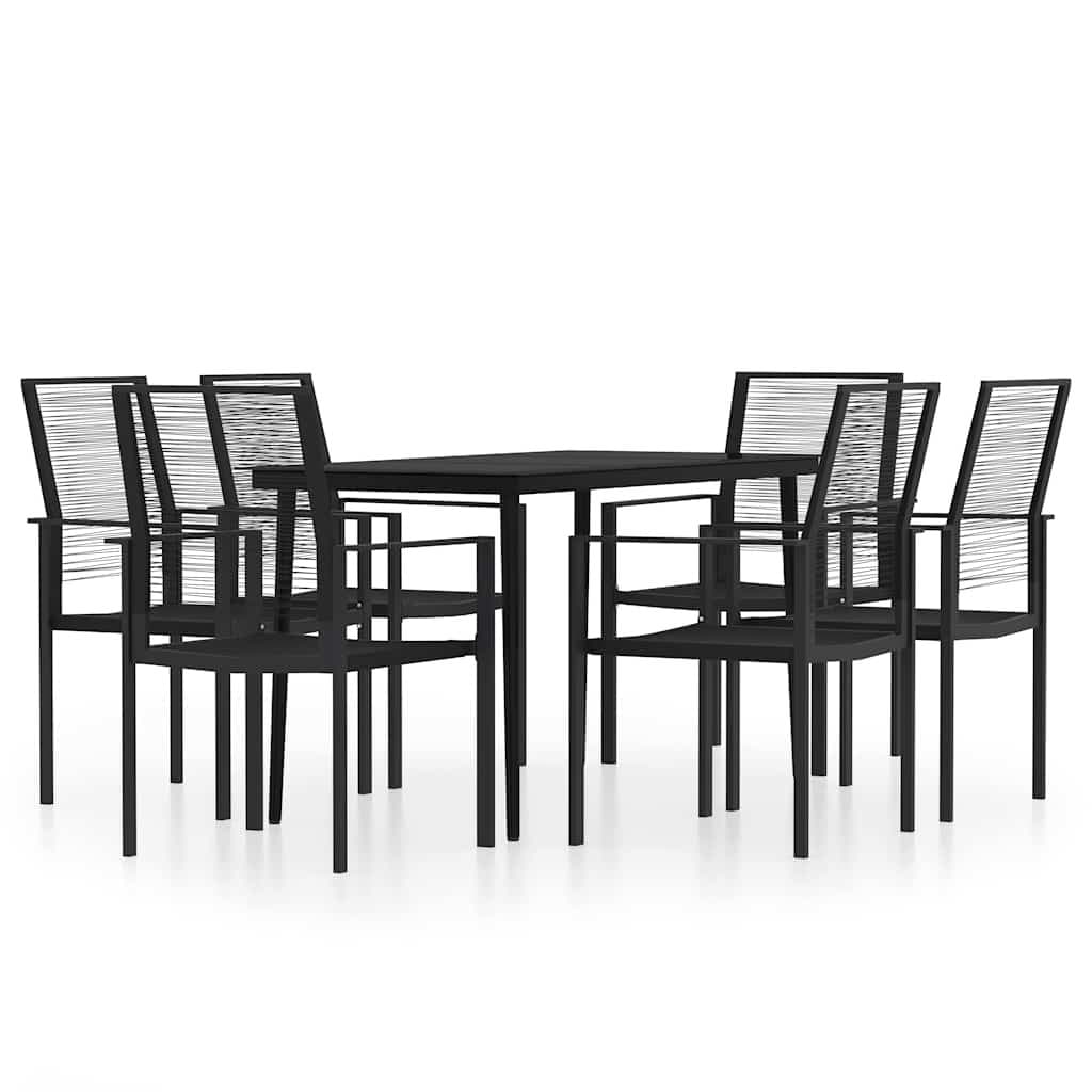 7 Piece Black Rattan Garden Dining Set