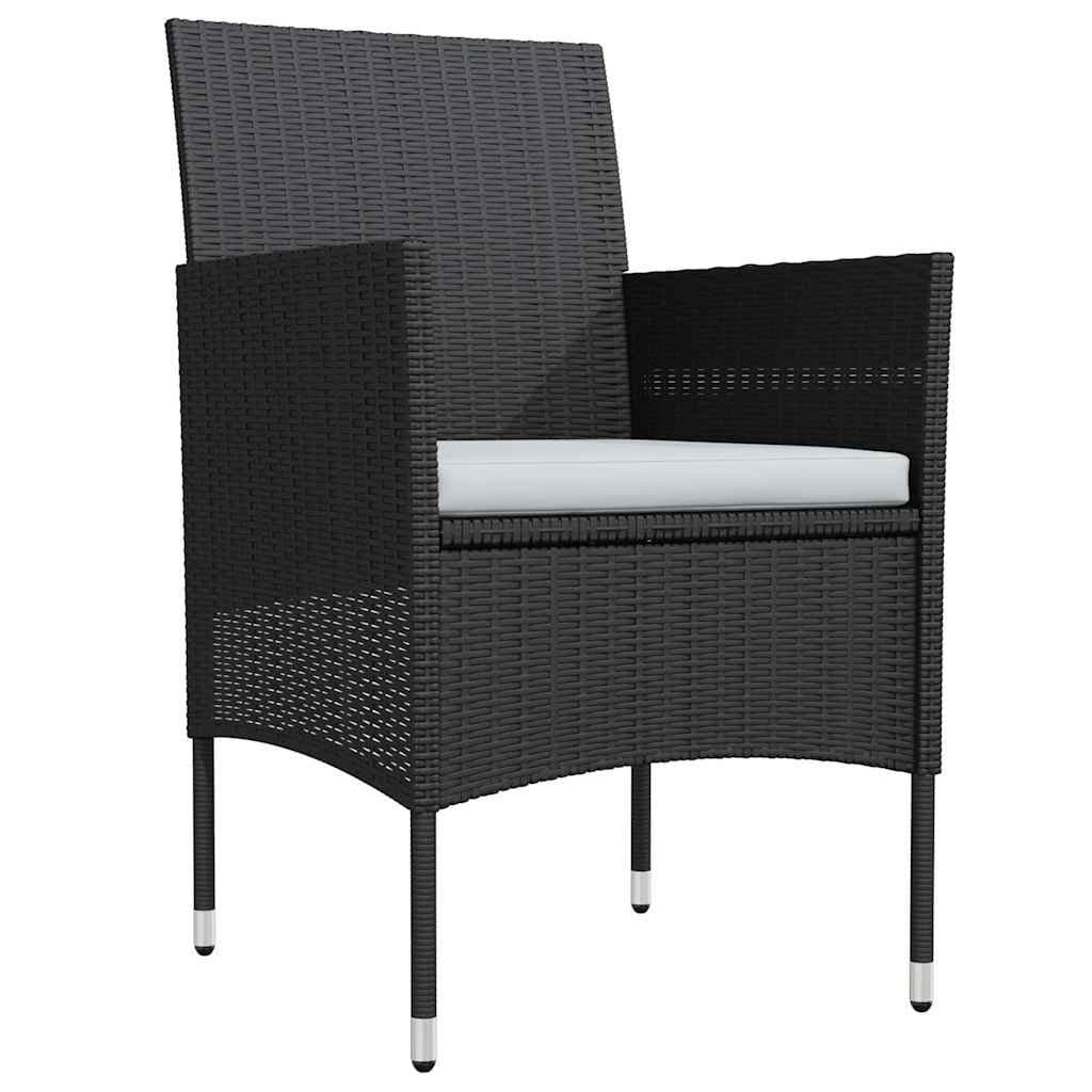 Black 7 Piece Garden Dining Set with Cushions and Glass Top