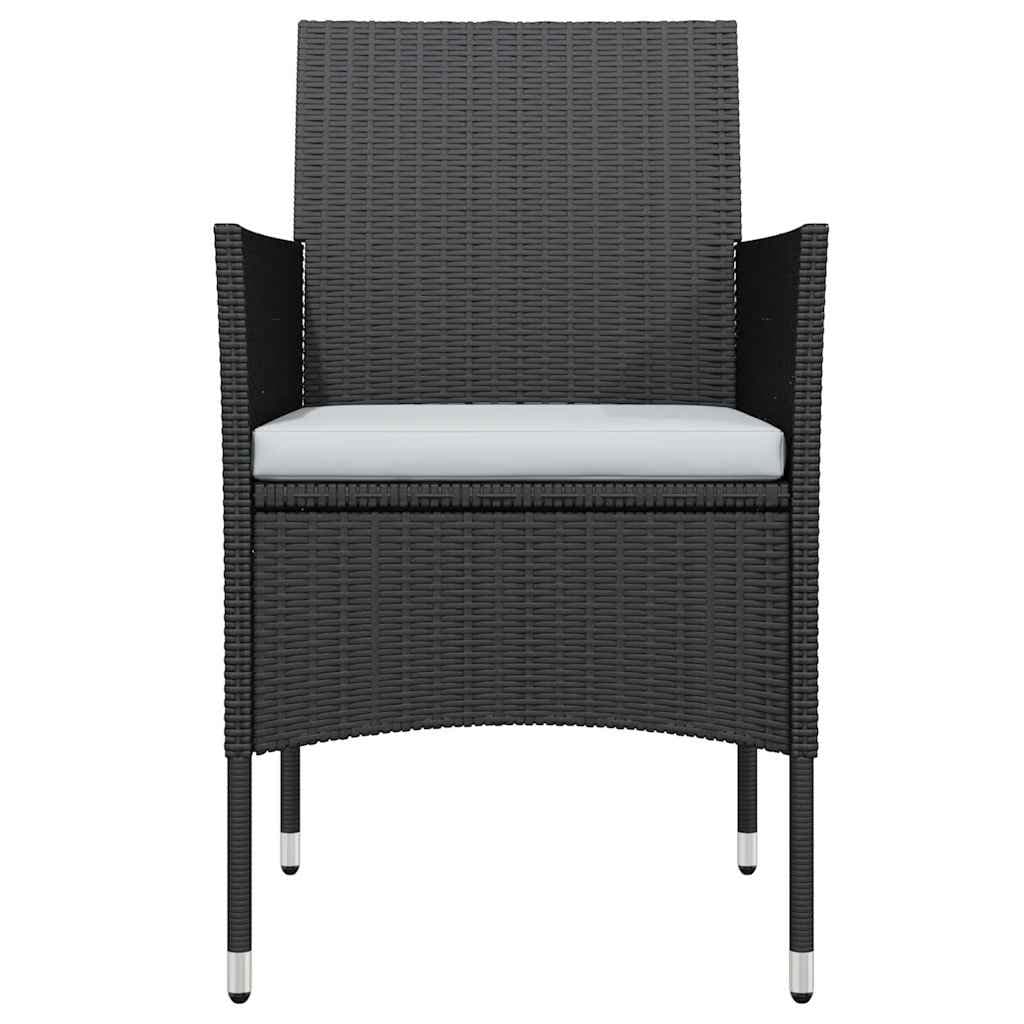 Black 7 Piece Garden Dining Set with Cushions and Glass Top