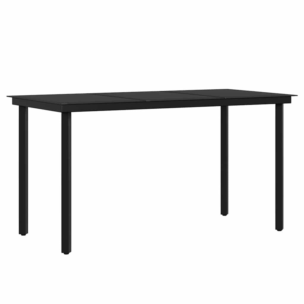 Black 7 Piece Garden Dining Set with Cushions and Glass Top