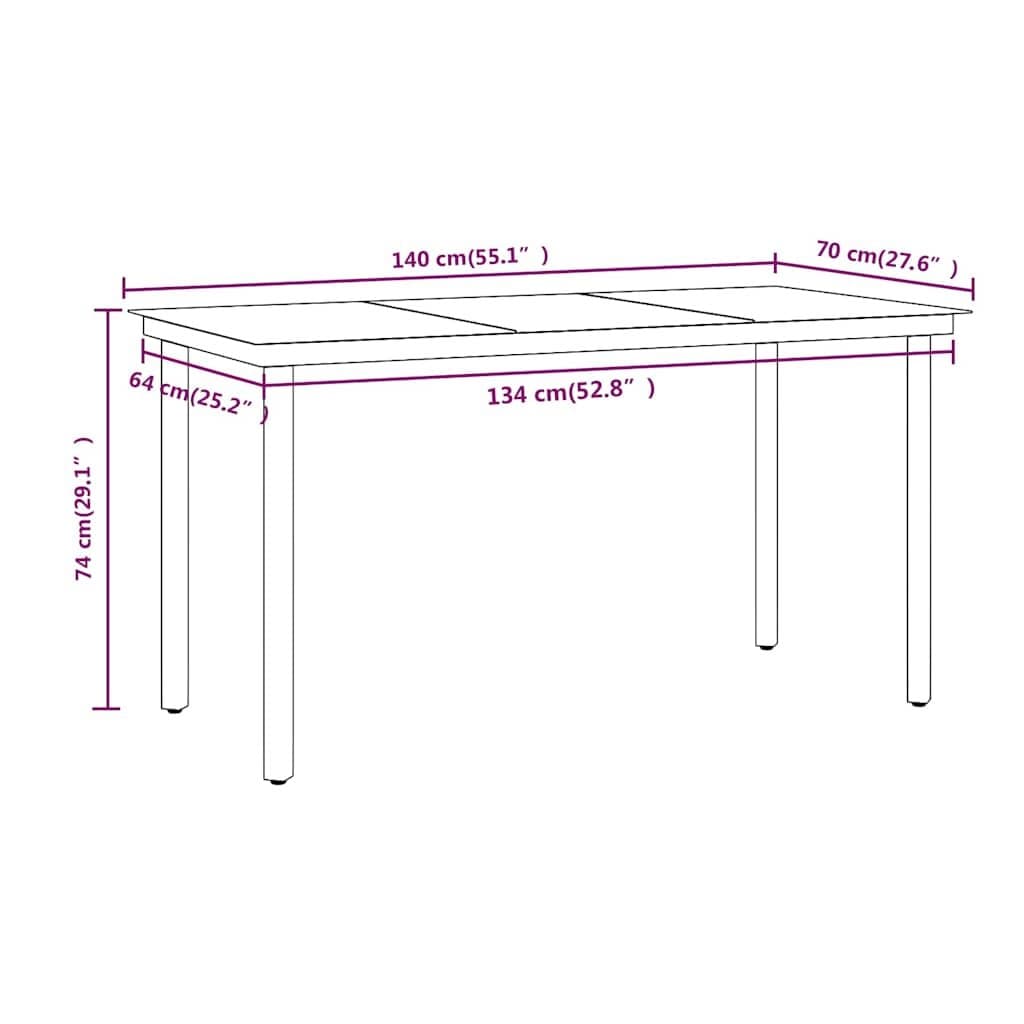 Black 7 Piece Garden Dining Set with Cushions and Glass Top