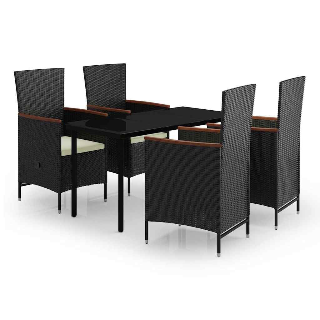5-Piece Outdoor Dining Set with Steel Frame and Rattan Chairs