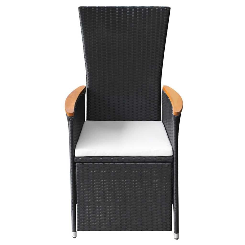 7 Piece Black Rattan Outdoor Dining Set with Glass Table