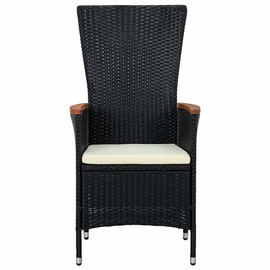 7 Piece Black Rattan Outdoor Dining Set with Glass Table