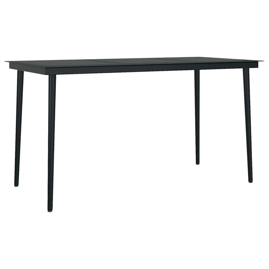 7 Piece Black Rattan Outdoor Dining Set with Glass Table