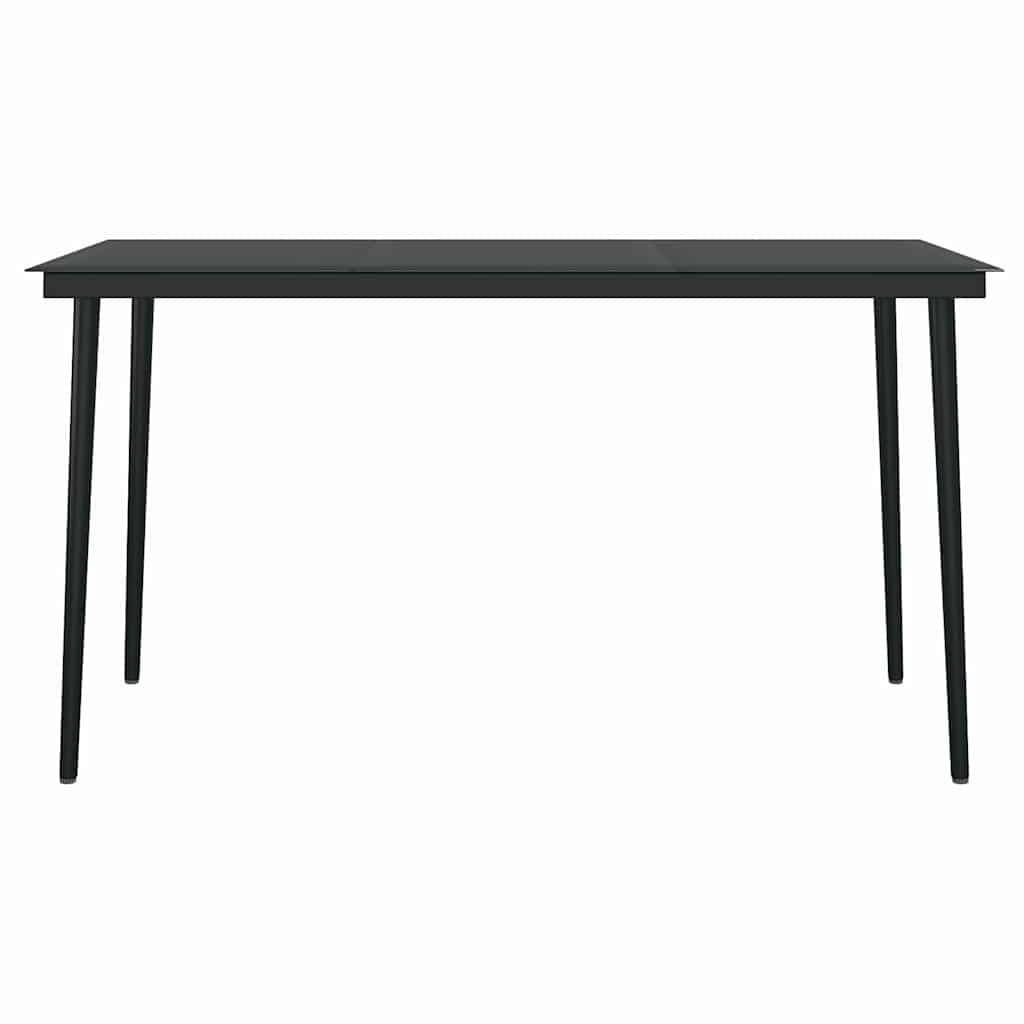 7 Piece Black Rattan Outdoor Dining Set with Glass Table
