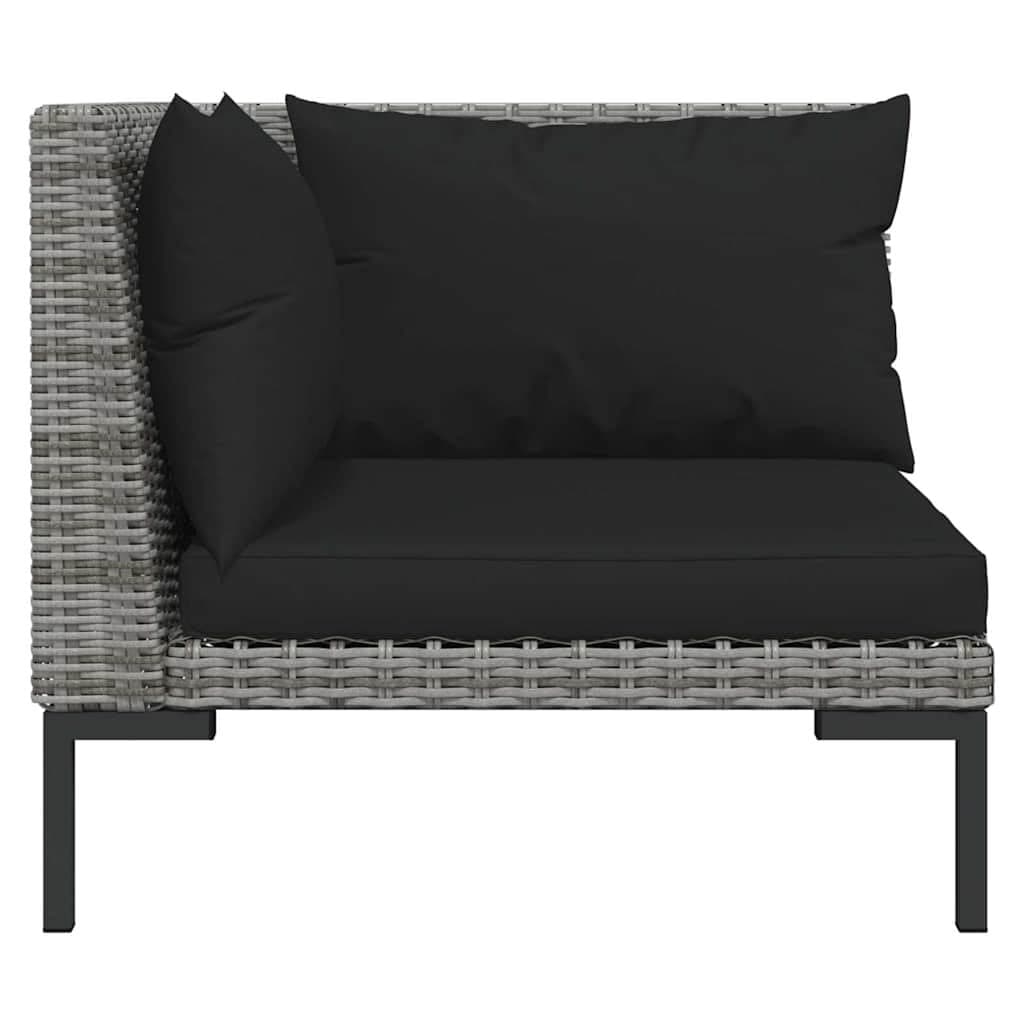 Garden Lounge Set 9 Piece Grey Rattan Patio Sofa with Cushions