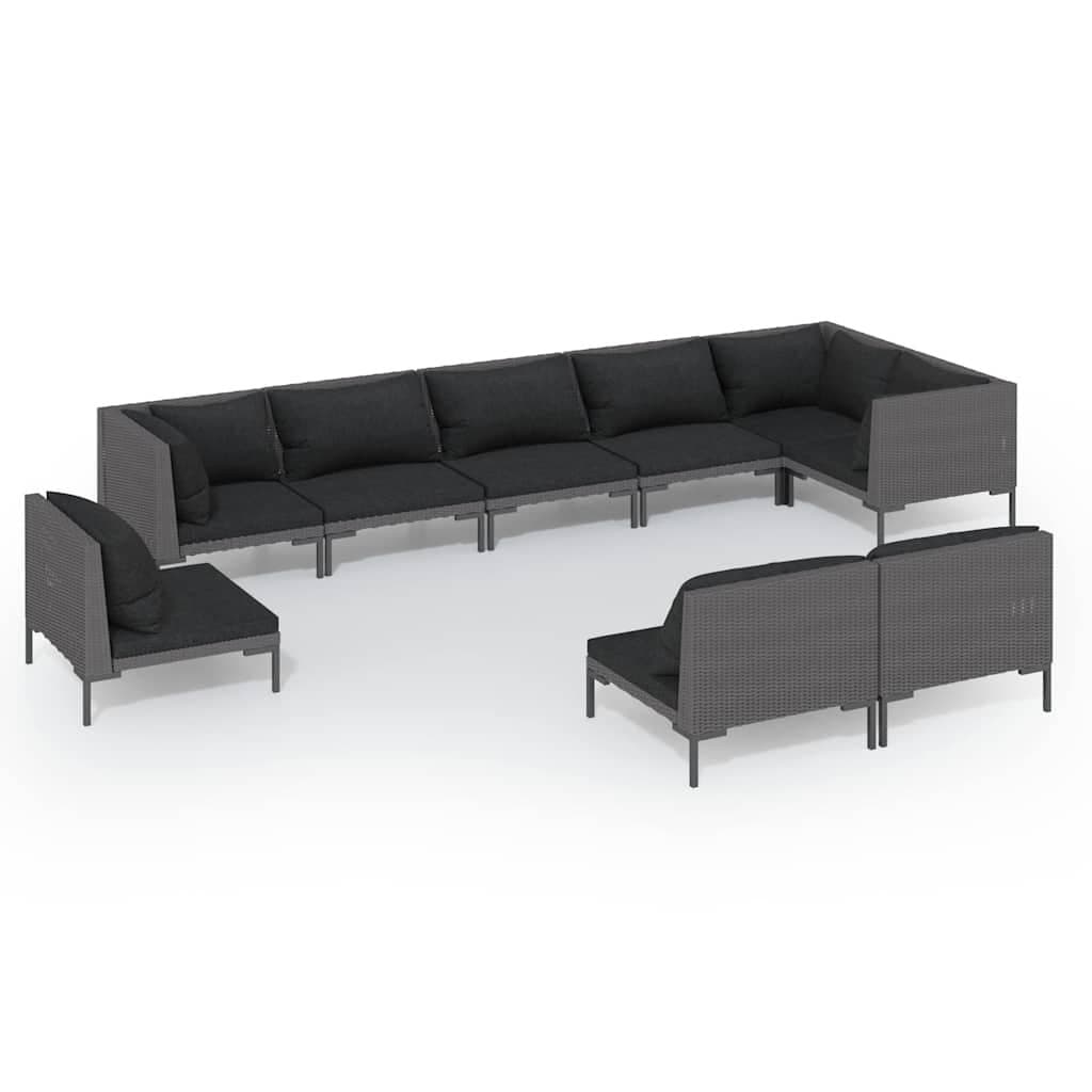 9-Piece Outdoor Lounge Set with Durable Rattan and Steel Frame