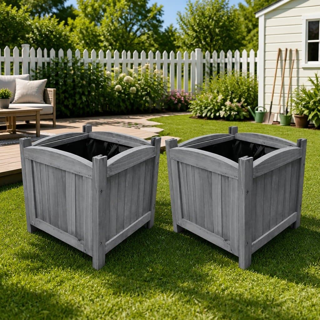 Outdoor Planter Boxes 30x30x30 cm Grey Wood