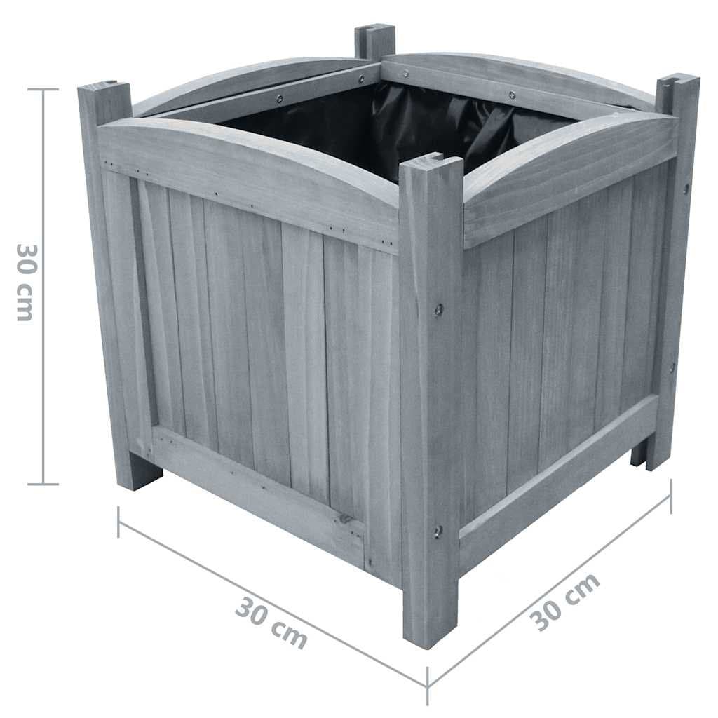 Outdoor Planter Boxes 30x30x30 cm Grey Wood