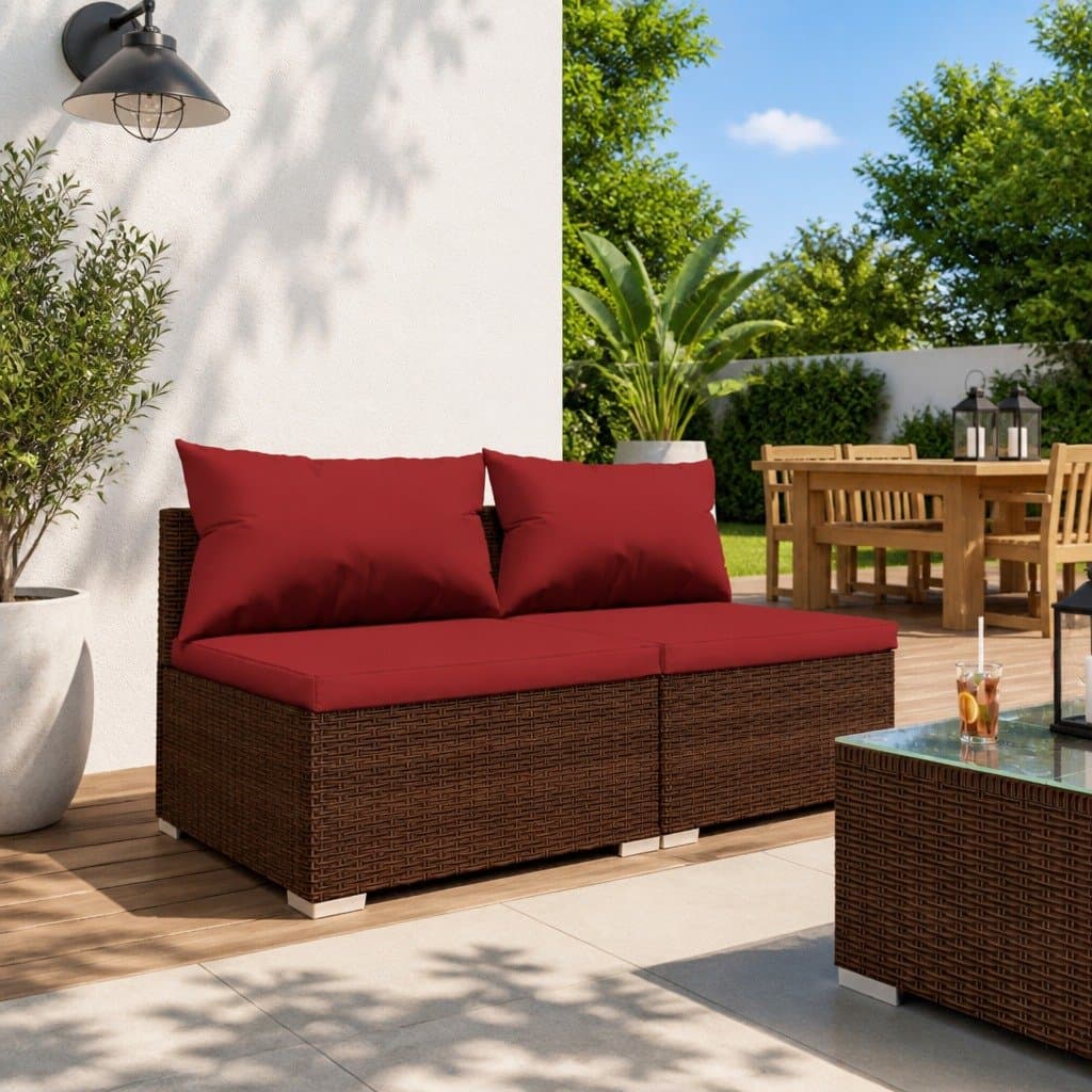 2 Piece Modular Lounge Set for Garden with Cushions