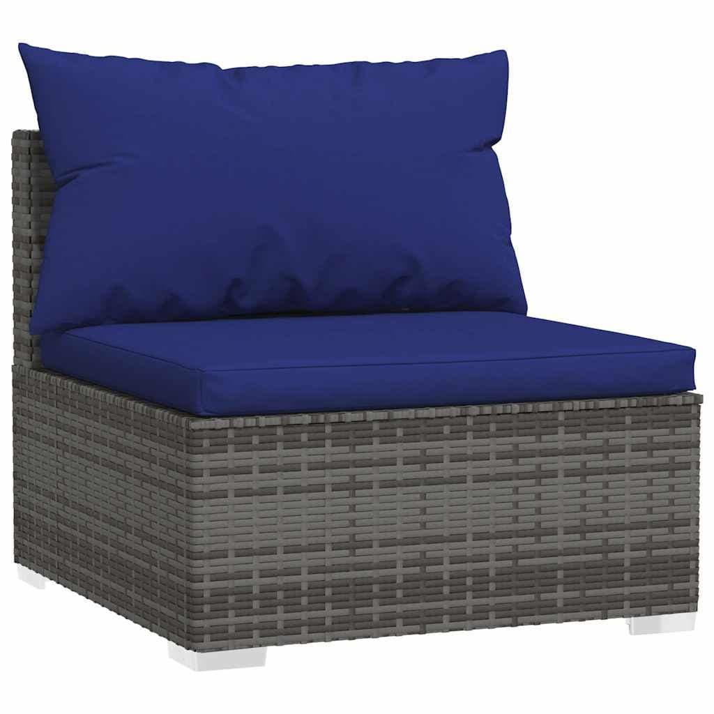 5-Piece Poly Rattan Garden Lounge Set in Grey with Cushions