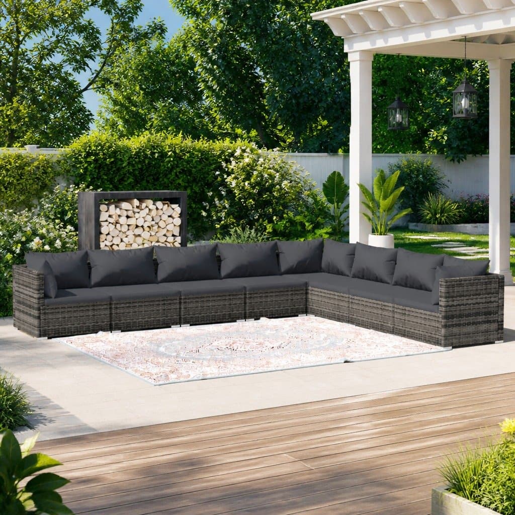 8-Piece Outdoor Lounge Set in Grey Rattan