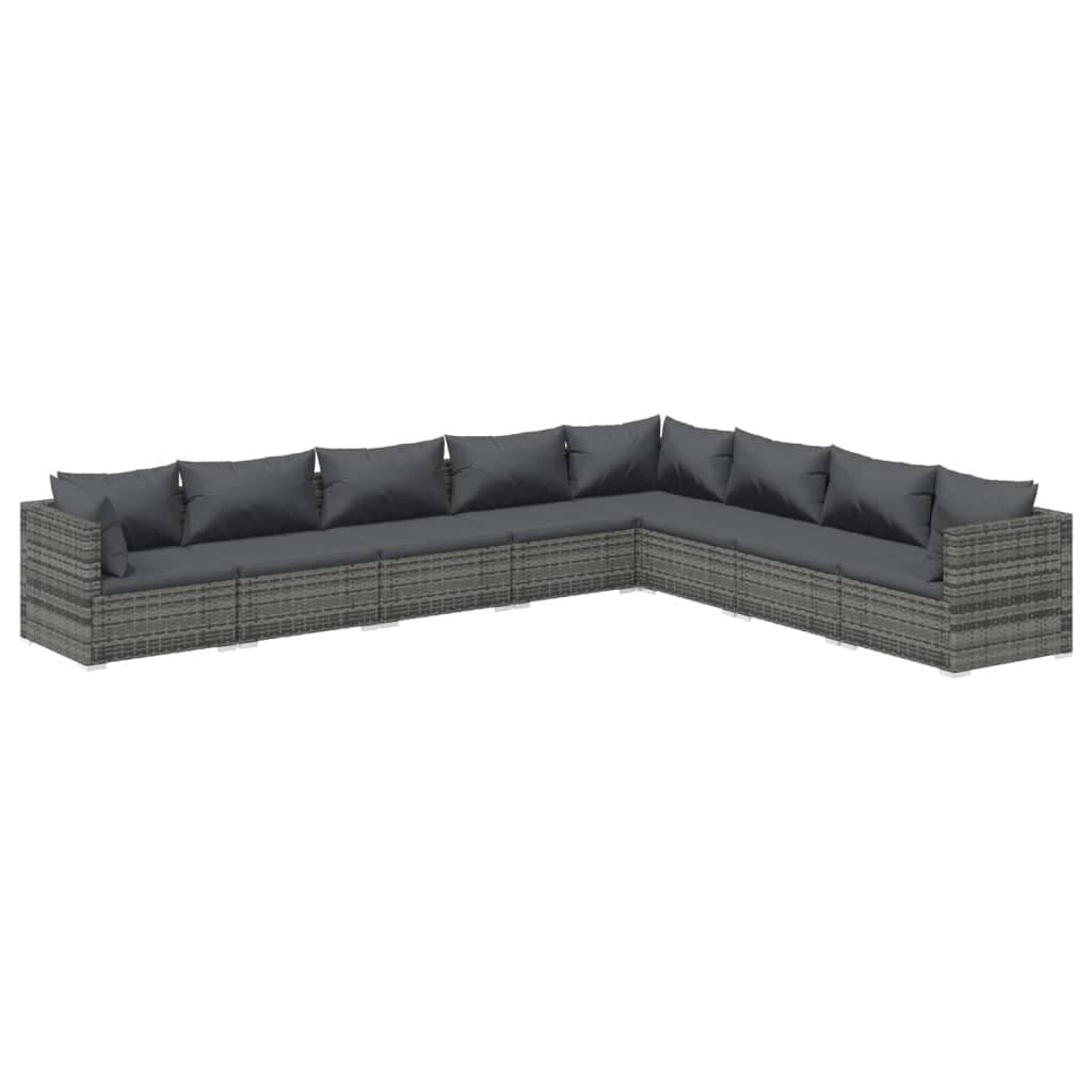8-Piece Outdoor Lounge Set in Grey Rattan