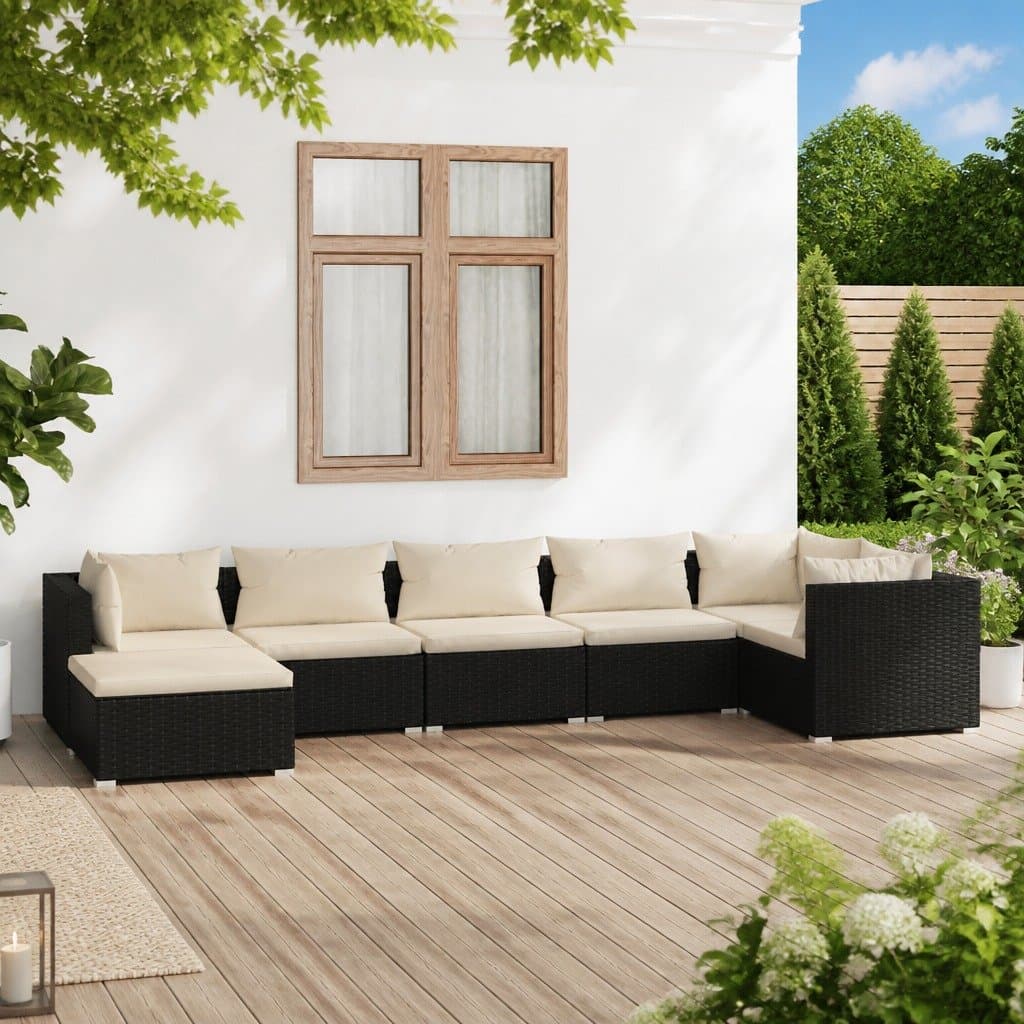 7 Piece Garden Lounge Set with Cushions for Comfort