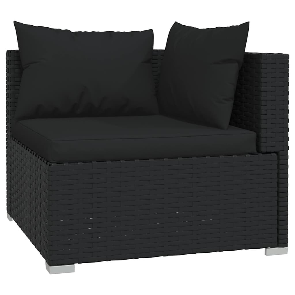 7 Piece Garden Lounge Set Outdoor Patio Furniture Poly Rattan Black with